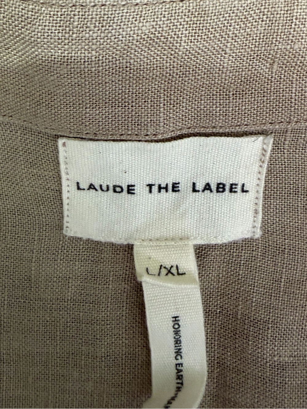 Laude The Label Organic Linen Tunic Top Oversized Beige Taupe Long Sleeve L/XL - Picture 8 of 9